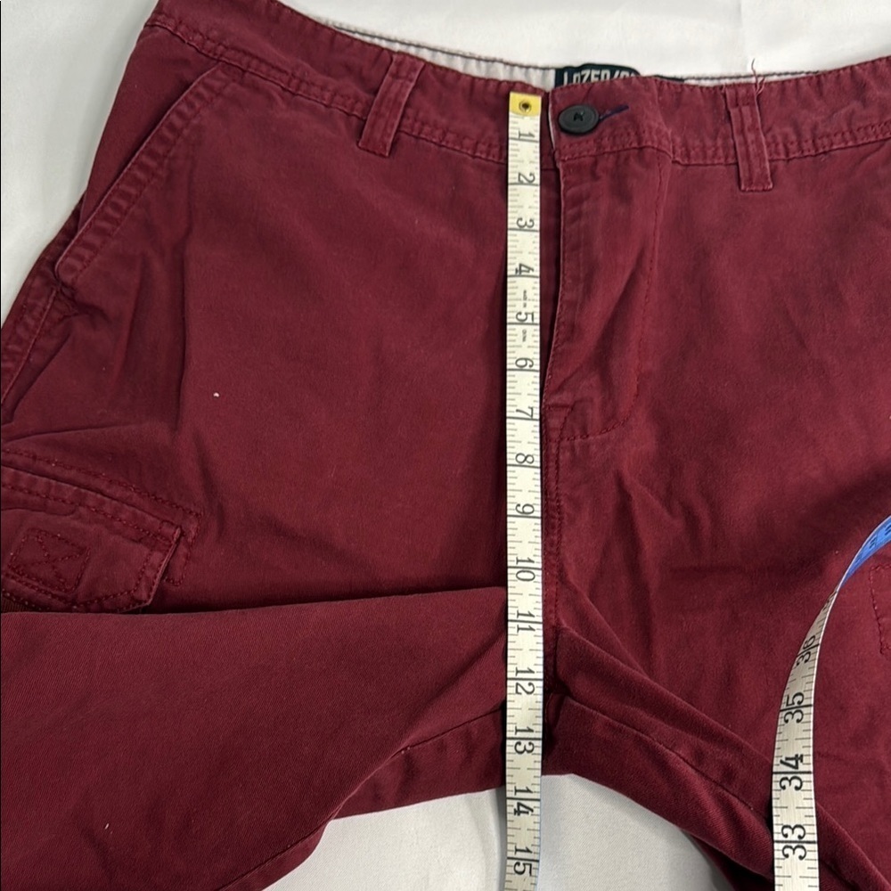 Red Cargo Shorts Knee-Length Cotton Blend - Picture 7 of 8